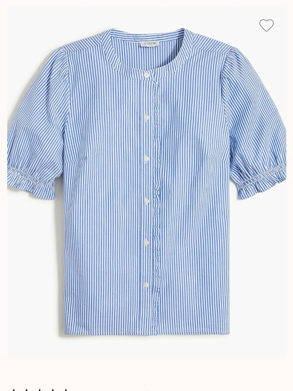 J. Crew Linen Blend Poplin Puff Sleeve Ruffle Top, Size L, New without Tag